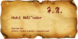 Hohl Nándor névjegykártya